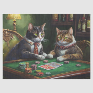Ernstige Zaken, Retro Katten die Poker spelen Tissuepapier