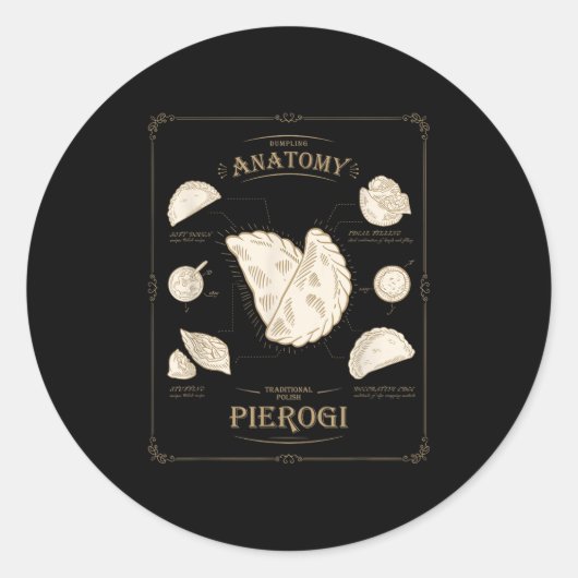 Erogi Dumpling Anatomy Unique Lish Recipe Tee, Per Ronde Sticker (Voorkant)