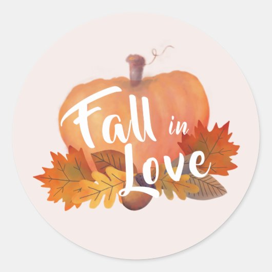 Erop verliefd worden Pompoen Herfstbladeren Blush  Ronde Sticker (Voorkant)