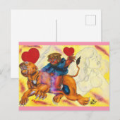 Eros rijden Leeuw Prinses waterverf liefde 3 Feestdagenkaart (Voorkant / Achterkant)