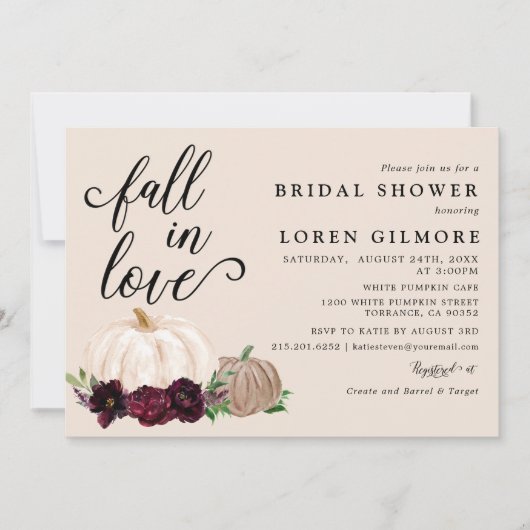 Erotisch bruin boho pompoen bruidsdouche kaart (Voorkant)