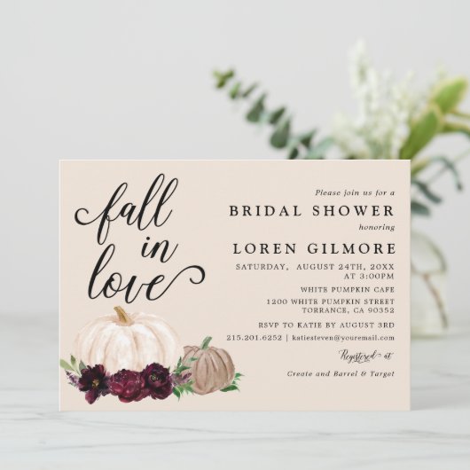 Erotisch bruin boho pompoen bruidsdouche kaart (Staand voorkant)