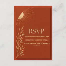 Erracotta Boho Zon Huwelijk RSVP Kaartje