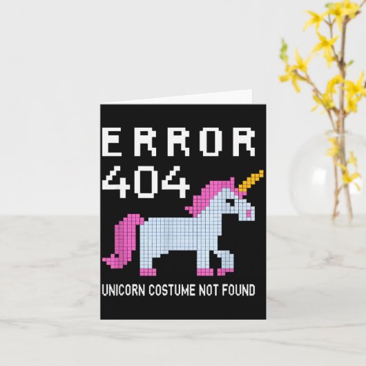 Error 404 Unicorn Costume Found Halloween Programm Kaart (Gele Bloem)