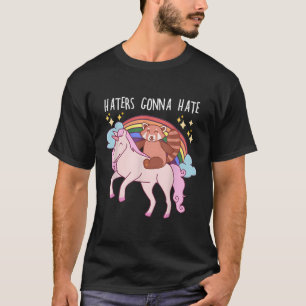 Ers Gonna E Rode Panda Riding Eenhoorn T-shirt