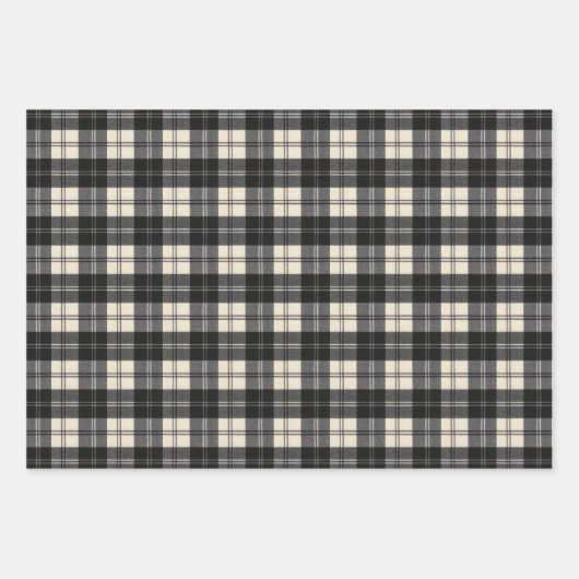 Erskine Black en White Modern Scottish Tartan Inpakpapier Vel (Voorkant)
