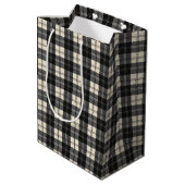 Erskine Black en White Scottish Tartan Medium Cadeauzakje (Achterkant Gekanteld)