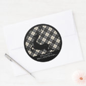 Erskine Black White Modern Scottish Tartan Ronde Sticker (Envelop)