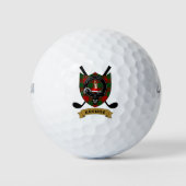 Erskine Clan Badge en gekruiste golfclubs Golfballen (Voorkant)