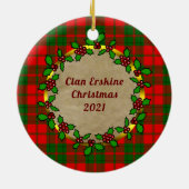 Erskine Clan Badge & Tartan Persoonlijke mas Keramisch Ornament (Achterkant)