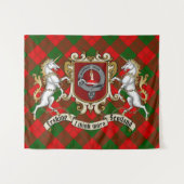 Erskine Clan Badge & Unicorns met Tartan Wandkleed (Voorkant (horizontaal))