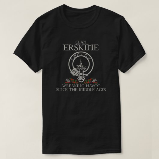 Erskine Clan crest Schotse achternaam tartan Thist T-shirt (Design voorkant)