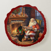 Erskine Scottie Dog & Santa Gepersonaliseerde Kers Rond Kussen (Achterkant)