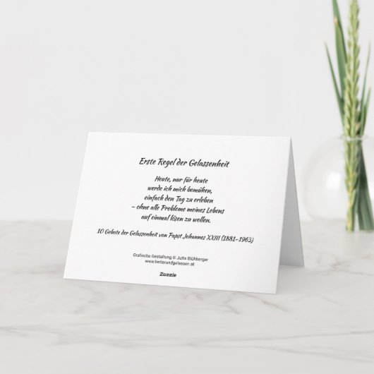 Erste Regel der Gelassenheit – LEBEN Faltkarte Bedankkaart (Achterkant)