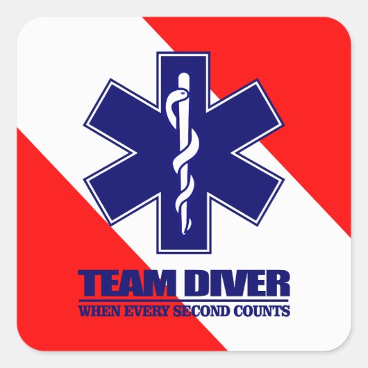 ERT Team Diver Vierkante Sticker (Voorkant)