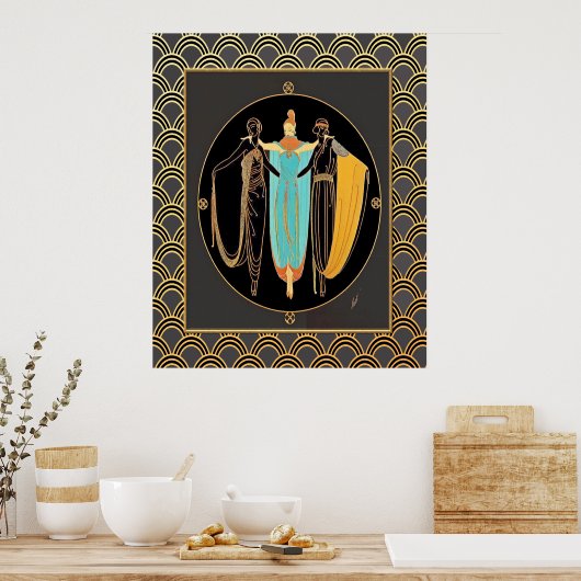 ERTE Art Deco Three-Dames Poster (Keuken)