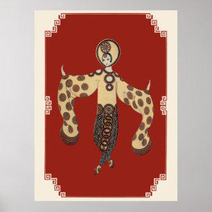 Erté - Aziatische prinses suite, bamboe Poster