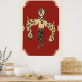 Erté - Aziatische prinses suite, bamboe Poster (Keuken)