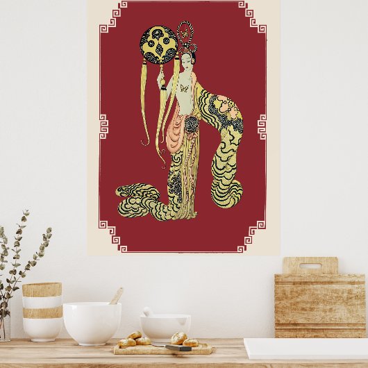 Erté - Aziatische prinses suite, bamboe Poster (Keuken)