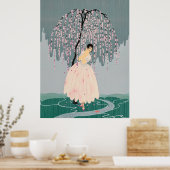 Erté - bloesem paraplu poster (Keuken)