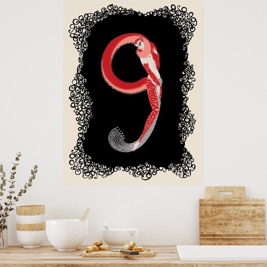 Erté - De cijfers suite, het nummer 9 Poster (Keuken)