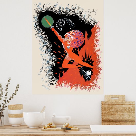 Erté - De dierenriem suite, Ram Poster (Keuken)