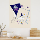 Erté - De dierenriem suite, Tweelingen Poster (Keuken)