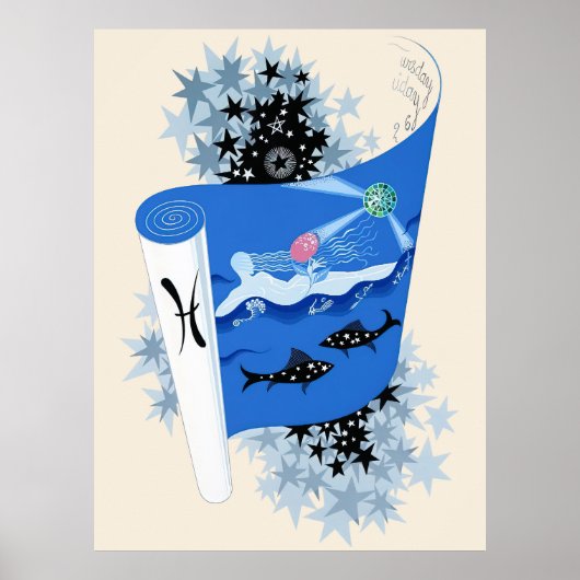 Erté - De dierenriem suite, Vissen Poster (Voorkant)