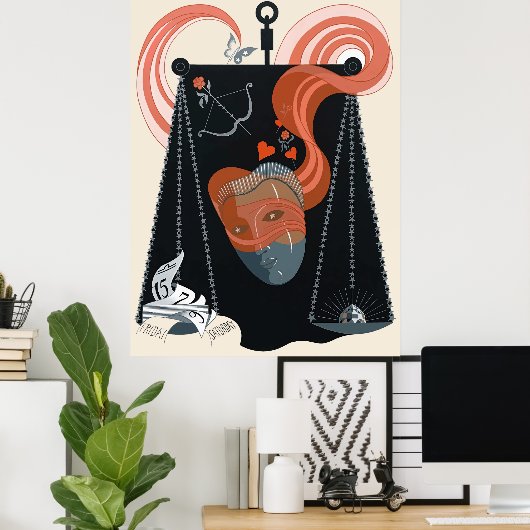 Erté - De dierenriem suite, Weegschaal Poster (Thuiskantoor)