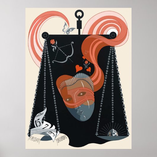 Erté - De dierenriem suite, Weegschaal Poster (Voorkant)