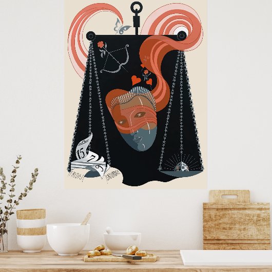 Erté - De dierenriem suite, Weegschaal Poster (Keuken)