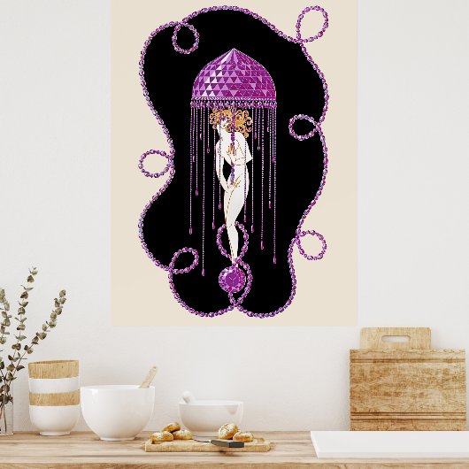 Erté - De edelstenen suite, Amethist, 1969 Poster (Keuken)