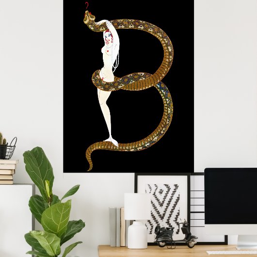 Erté - De letter B uit de Alphabet Suite, 1976 Poster (Thuiskantoor)