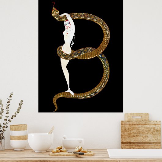 Erté - De letter B uit de Alphabet Suite, 1976 Poster (Keuken)