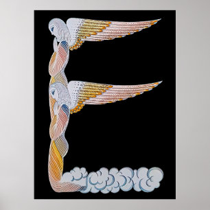 Erté - De letter E uit de Alphabet Suite, 1976 Poster