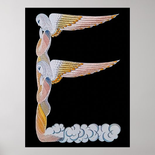 Erté - De letter E uit de Alphabet Suite, 1976 Poster (Voorkant)