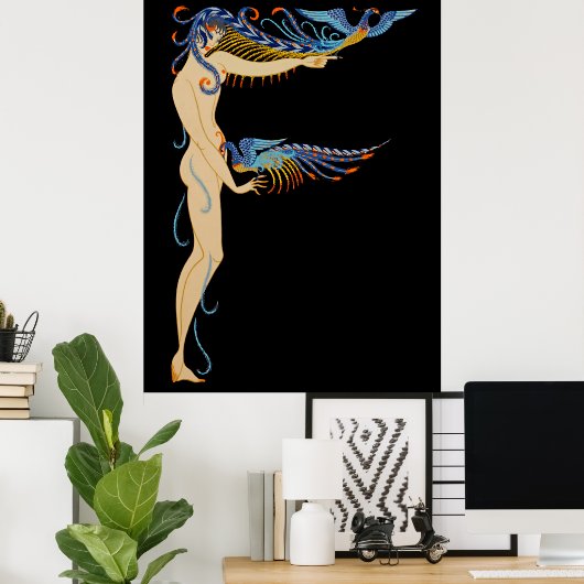 Erté - De letter F uit de Alphabet Suite, 1976 Poster (Thuiskantoor)