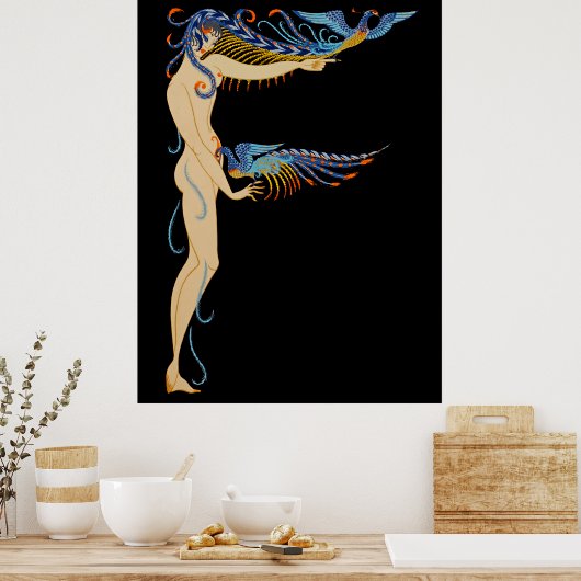 Erté - De letter F uit de Alphabet Suite, 1976 Poster (Keuken)