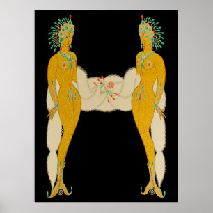 Erté - De letter H uit de Alphabet Suite, 1976 Poster