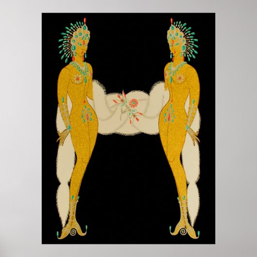 Erté - De letter H uit de Alphabet Suite, 1976 Poster (Voorkant)