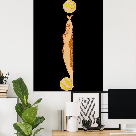 Erté - De letter J uit de Alphabet Suite, 1976 Poster (Thuiskantoor)