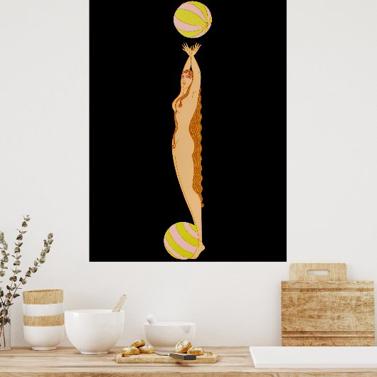 Erté - De letter J uit de Alphabet Suite, 1976 Poster (Keuken)