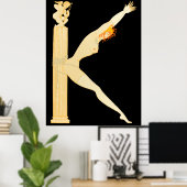 Erté - De letter K uit de Alphabet Suite, 1976 Poster (Thuiskantoor)