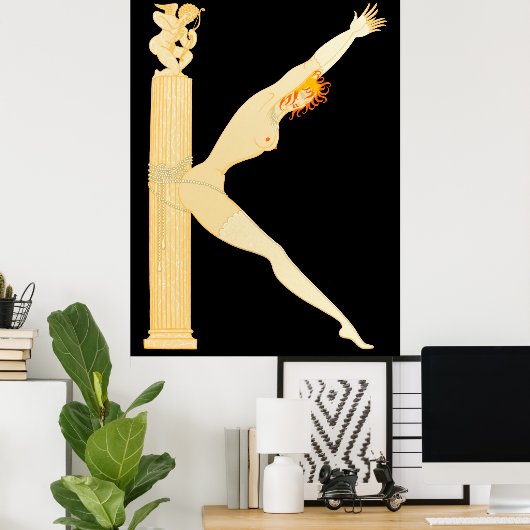 Erté - De letter K uit de Alphabet Suite, 1976 Poster (Thuiskantoor)