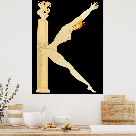 Erté - De letter K uit de Alphabet Suite, 1976 Poster (Keuken)