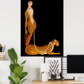 Erté - De letter L uit de Alphabet Suite, 1976 Poster (Thuiskantoor)