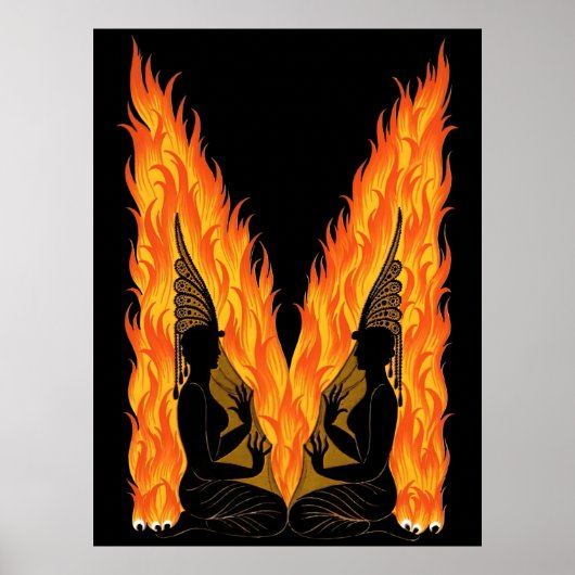 Erté - De letter M uit de Alphabet Suite, 1976 Poster (Voorkant)