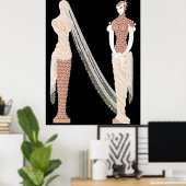 Erté - De letter N uit de Alphabet Suite, 1976 Poster (Thuiskantoor)