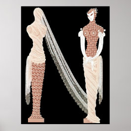 Erté - De letter N uit de Alphabet Suite, 1976 Poster