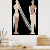 Erté - De letter N uit de Alphabet Suite, 1976 Poster (Keuken)